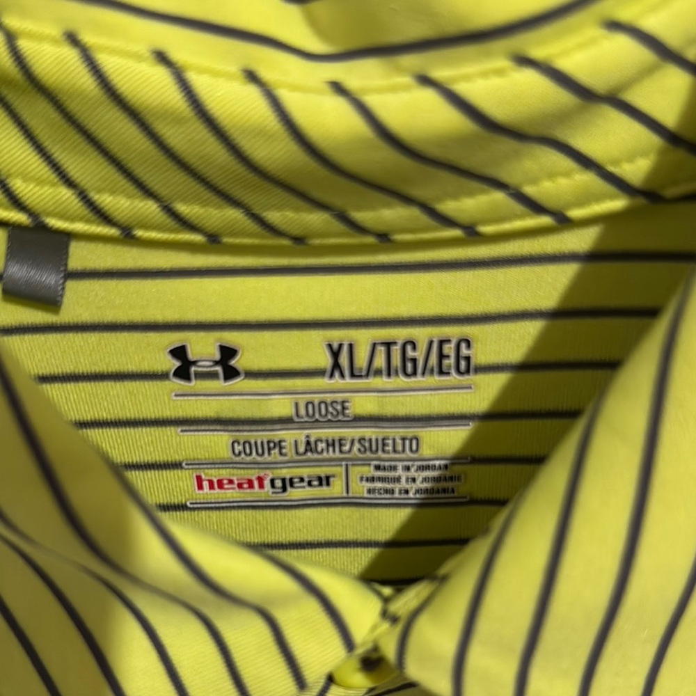 Under Armour Neon Yellow Polo with Black Stripes